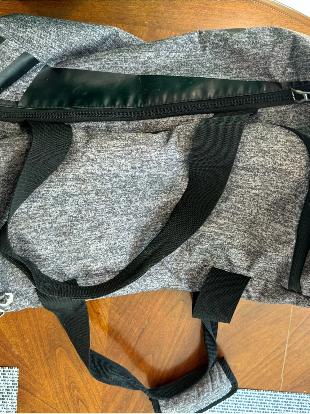 adidas Grey Heather Duffel with Black Logo and Trim
